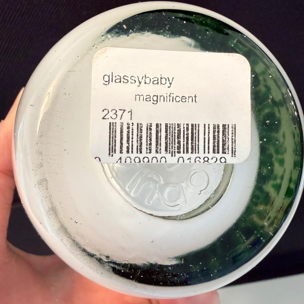 GLASSYBABY Magnificent Hand Blown Glass Votive Candle Holder Green Blue 3.5" NEW - Picture 9 of 13